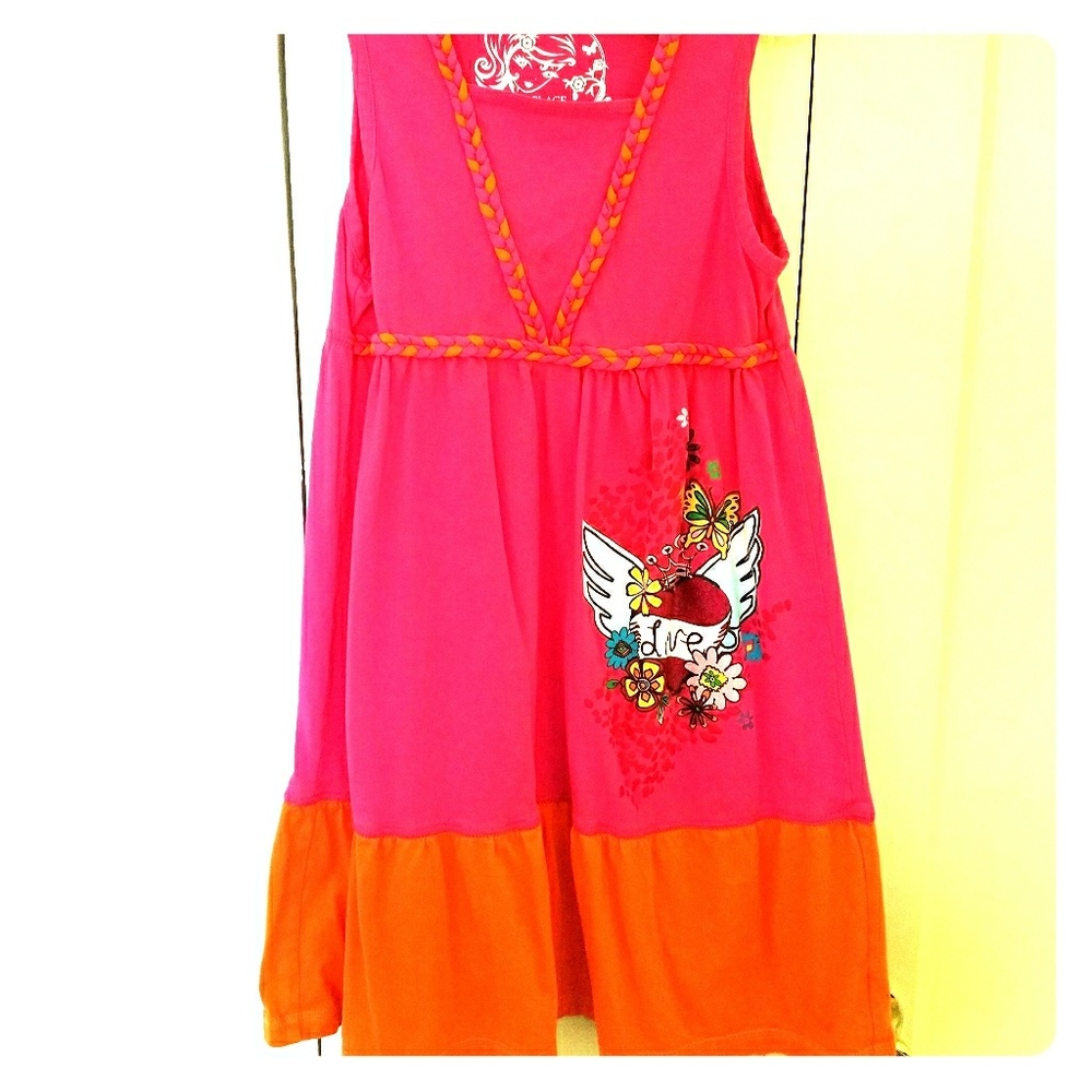 Pink and orange dress. Size 8. Runs small.